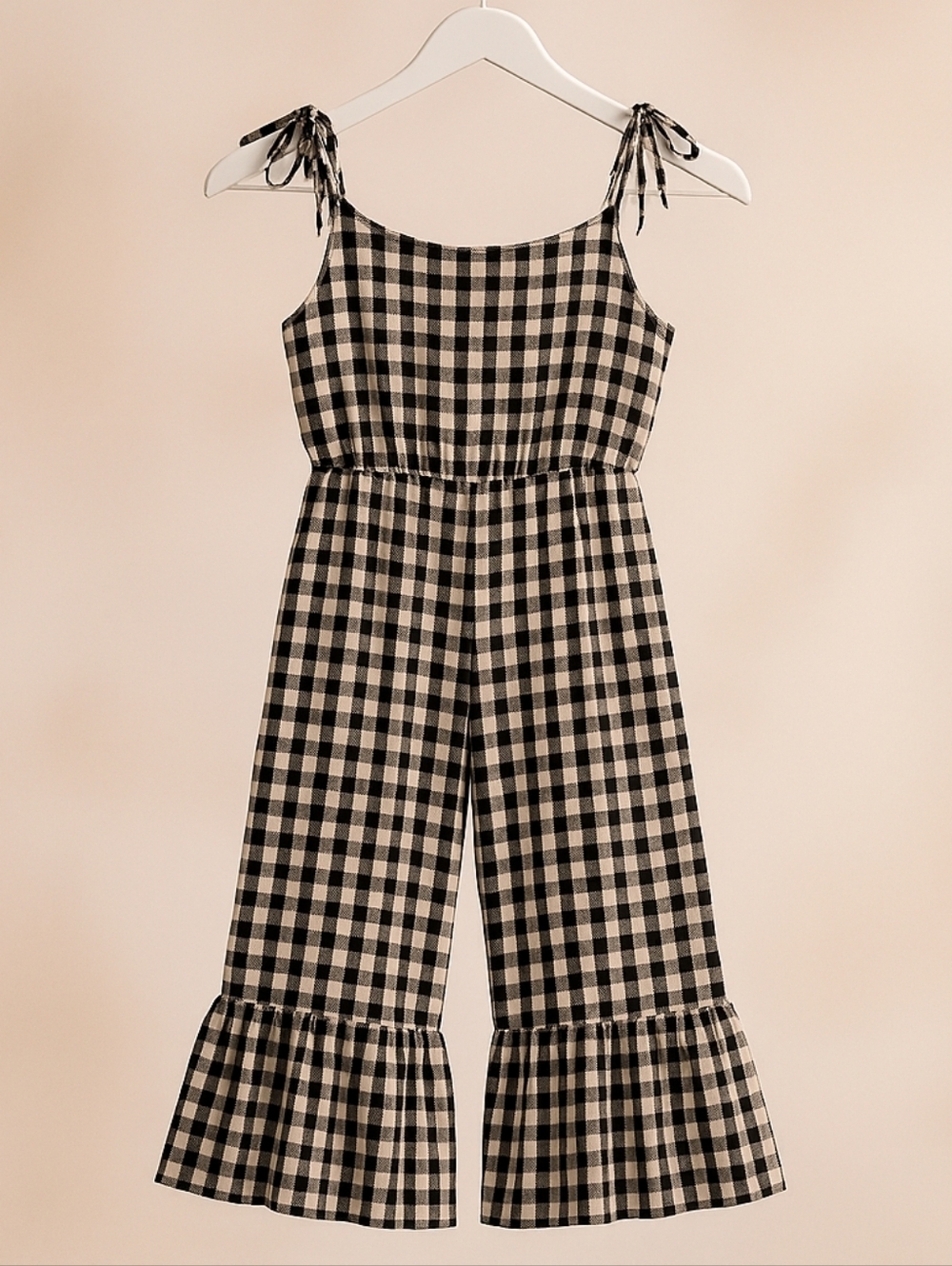 FabKids Black White Checkered Pantsuit Size 4/5